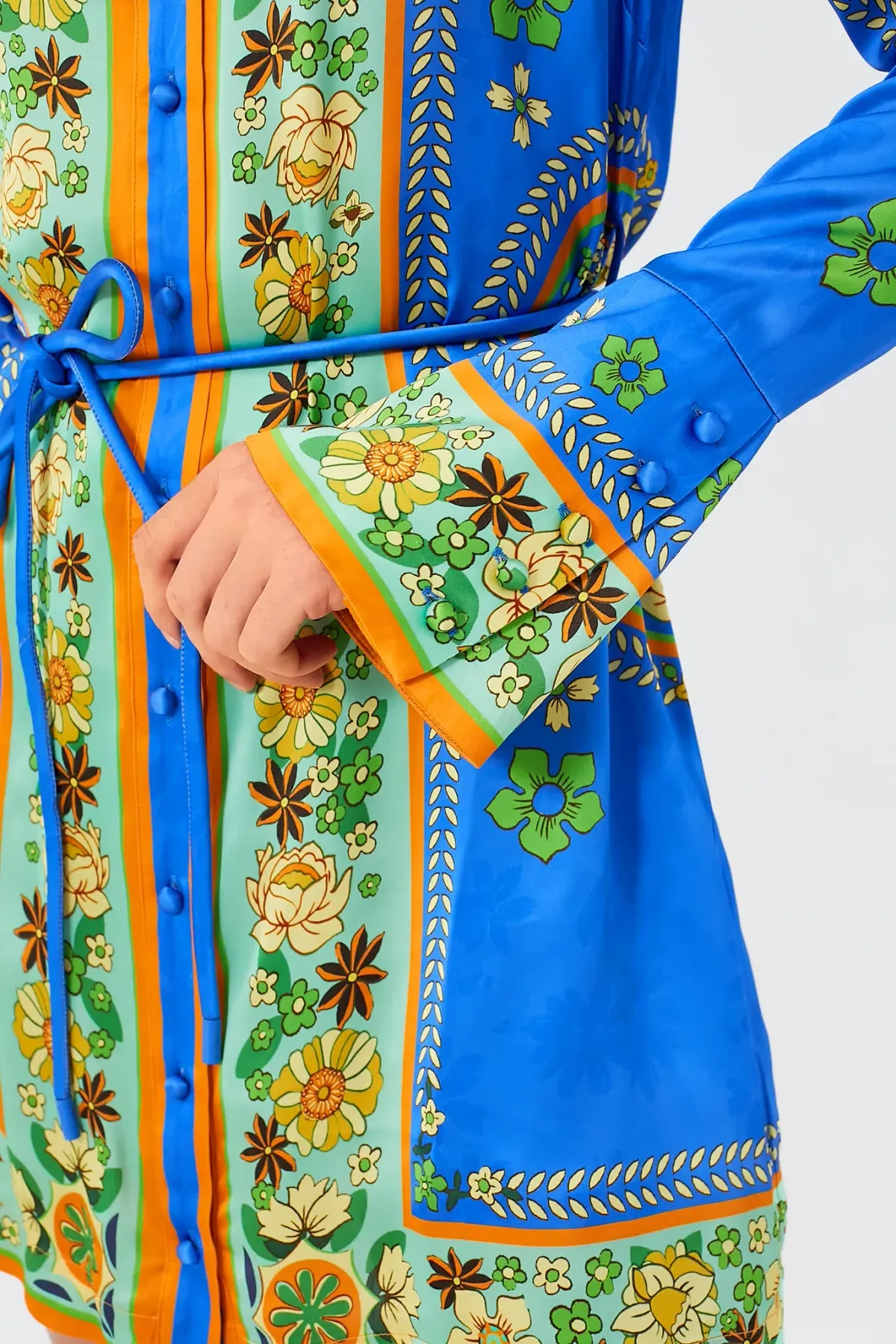 Alemais Linda Satin Mini Dress Blue Floral Size 12 - Image 5