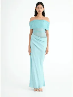 Benni  Nico off Shoulder Maxi Dress in Aquamarine Size 10 for rent on The Volte - image 2