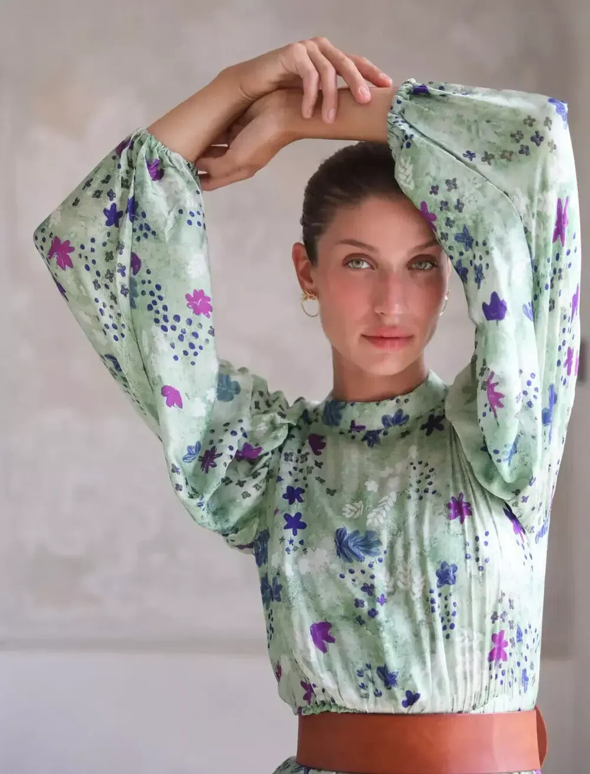 Frank & Dollys Viamo Cascade Floral Satin Dress in Sage Size XXS / 6 - Image 5