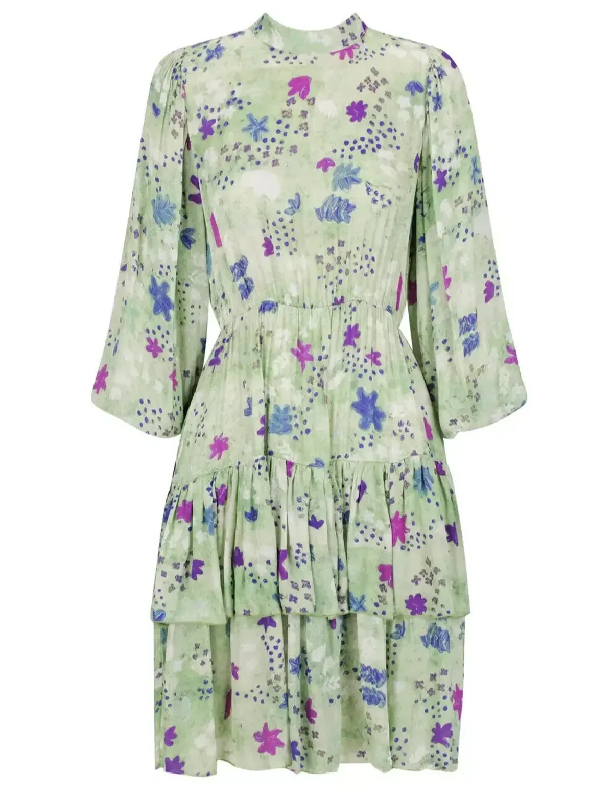 Frank & Dollys Viamo Cascade Floral Satin Dress in Sage Size XXS / 6 - Image 4