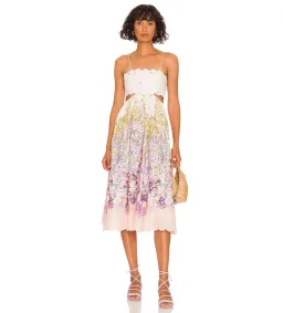 Zimmermann Jude Scallop Midi Dress in Peach Gradient Floral Size 0P/Au 6 (altered) for rent on The Volte - image 1