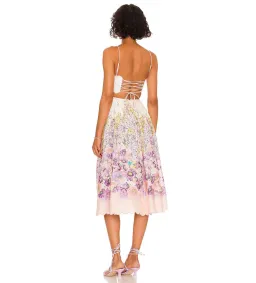 Zimmermann Jude Scallop Midi Dress in Peach Gradient Floral Size 0P/Au 6 (altered) for rent on The Volte - image 2