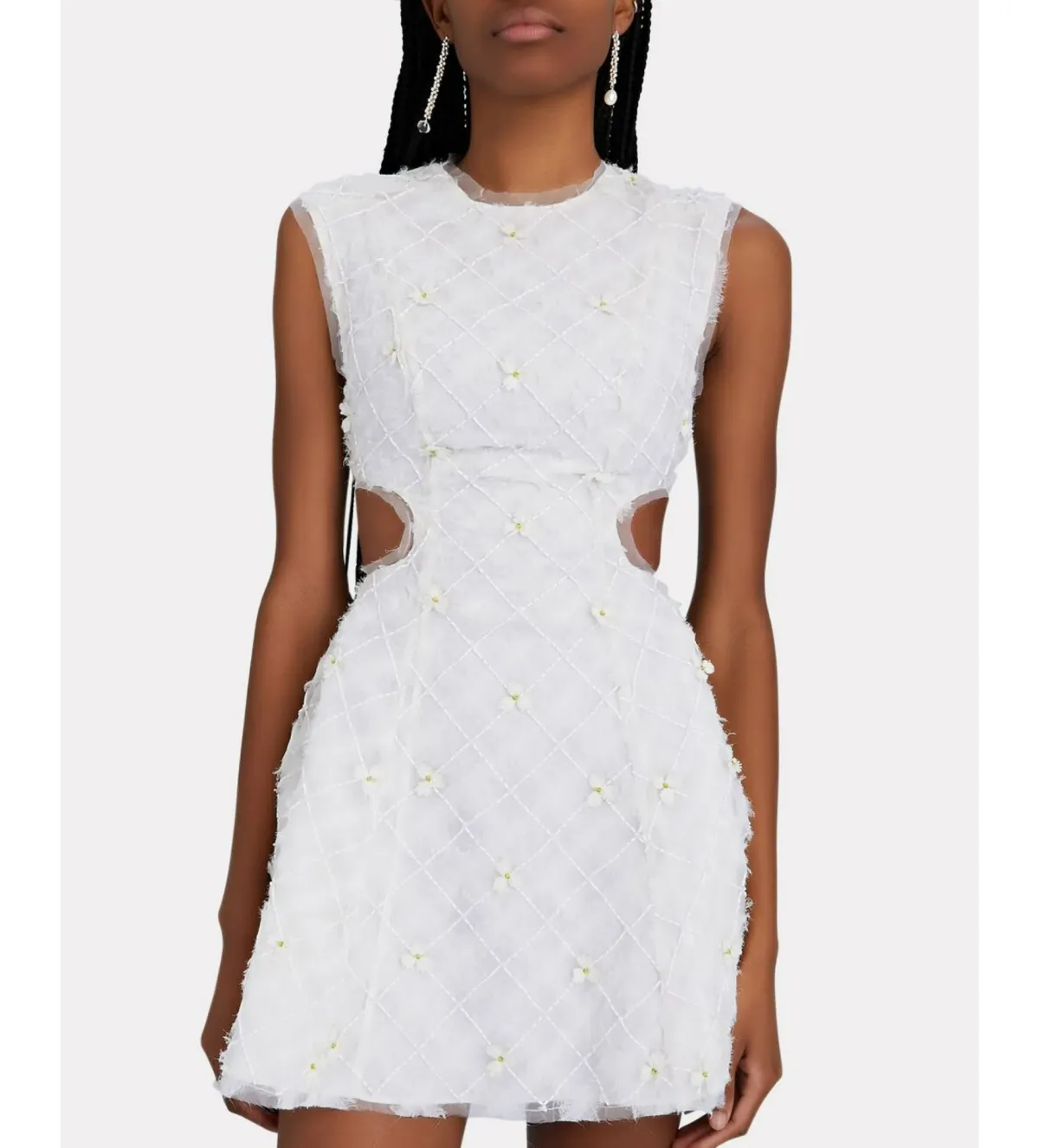 Aje Mirage Organza Cut Out Mini Dress in Ivory Size AU 8 - Image 2