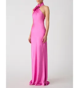 Misha Teresa Rosette Detail Satin Gown Purple Rose Size 6/XS for rent on The Volte - image 3