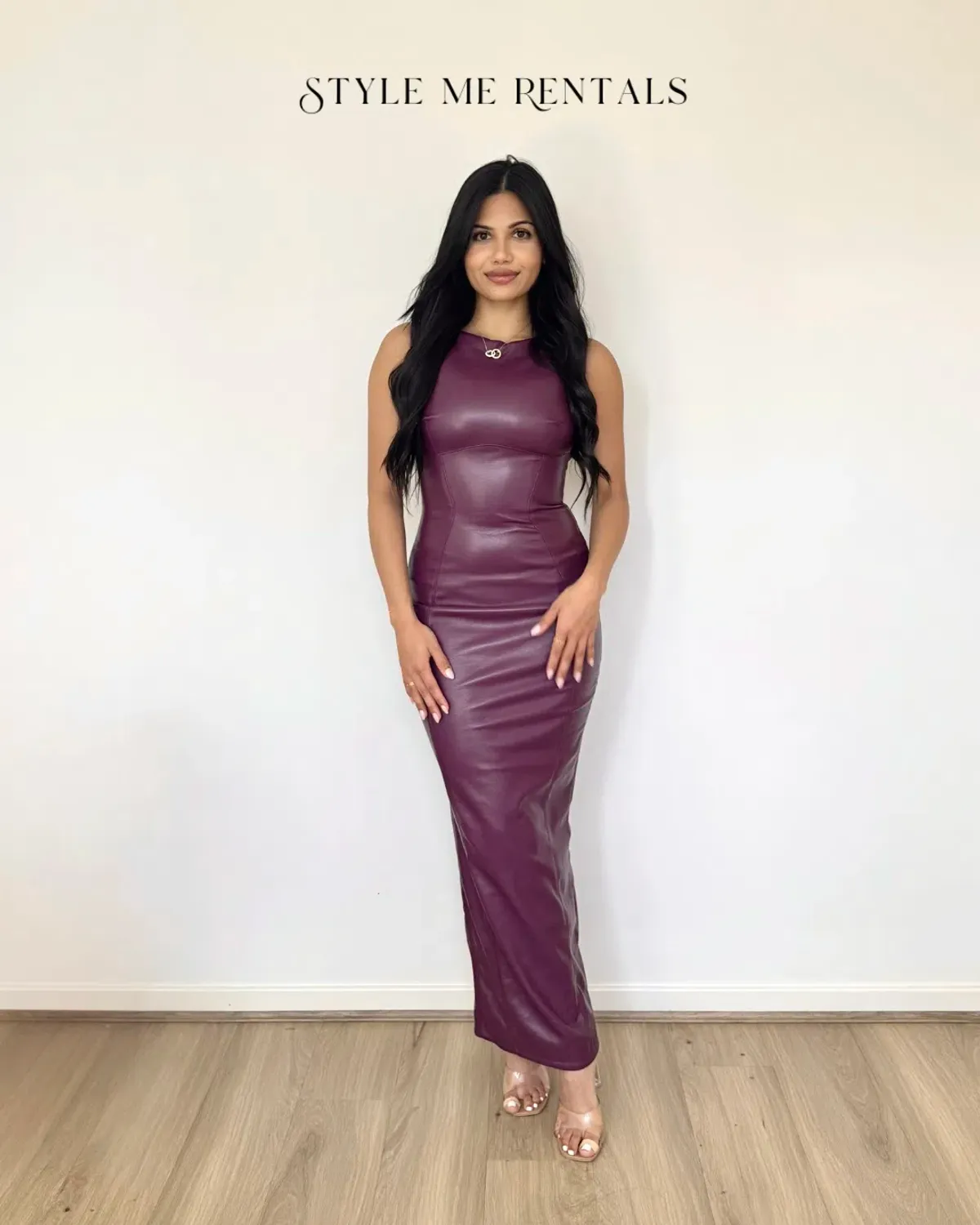 House of CB Sahara Vegan Leather Maxi Dress Merlot Size XS - Image 4