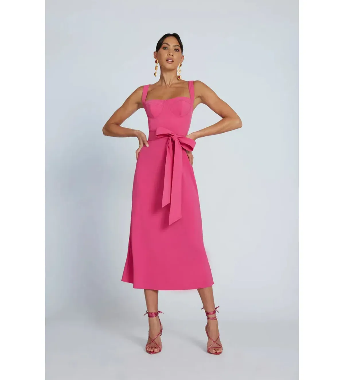 By Johnny Ora Bist Midi Dress Pink Size AU 8 - Image 1