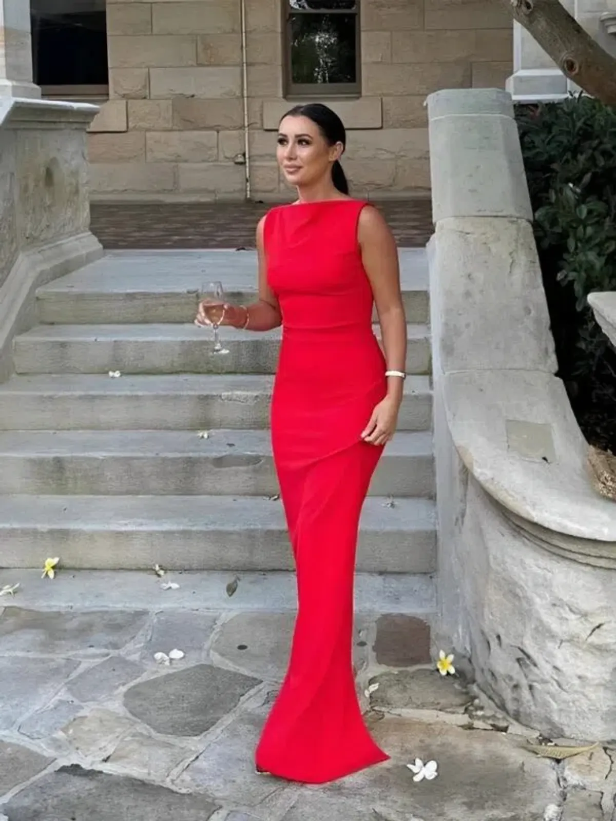 Effie Kats Gabbi Gown Cherry Red Size AU 10 - Image 3