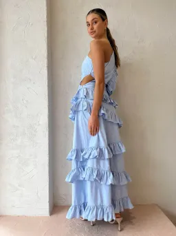 By Nicola Adrift Frill Maxi Dress in Blue Size 10 for rent on The Volte - image 3