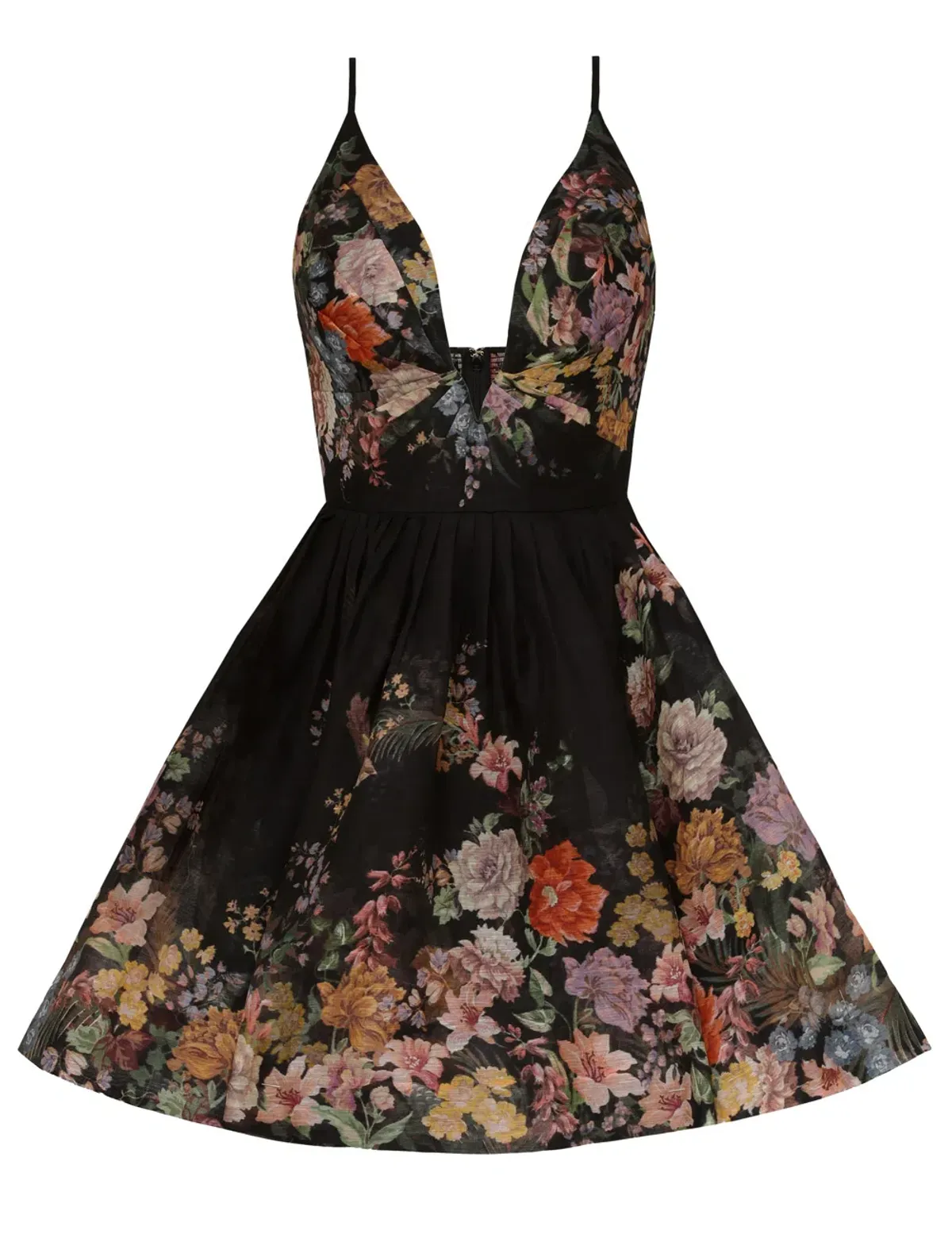 Zimmermann Pavilion V Neck Mini Dress Black Multi Floral Size 1 / AU 10 - Image 4