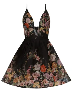 Zimmermann Pavilion V Neck Mini Dress Black Multi Floral Size 1 / AU 10 for rent on The Volte - image 4