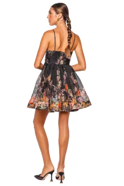 Zimmermann Pavilion V Neck Mini Dress Black Multi Floral Size 1 / AU 10 for rent on The Volte - image 2