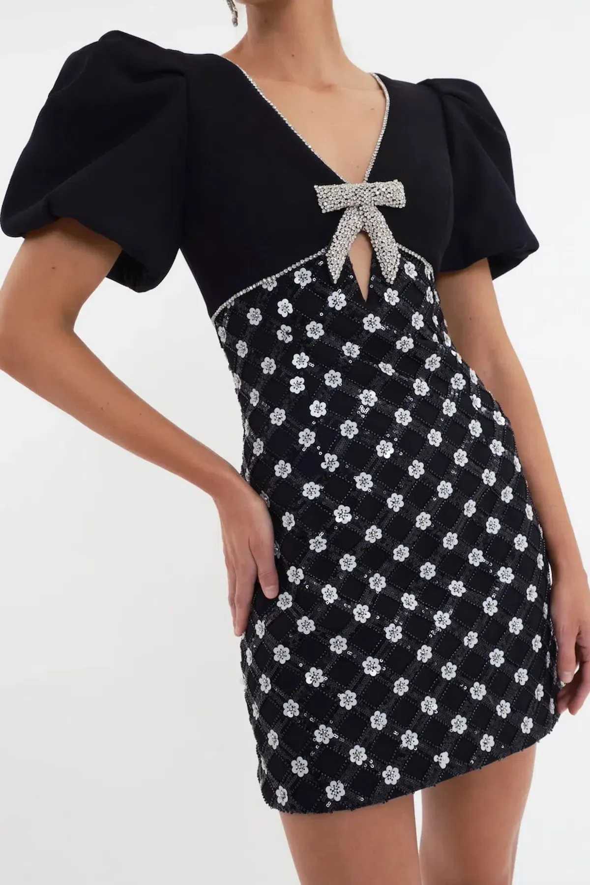 Rebecca Vallance Alivia Short Sleeve Mini Dress Black Size 10 - Image 4