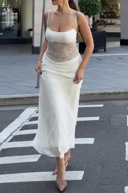 Benni Gabriel Maxi Dress White Lace Size 8 for rent on The Volte - image 4