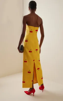 Leo Lin Rayna Embellished Bustier Maxi Dress Cherry Beading Size 12 for rent on The Volte - image 2