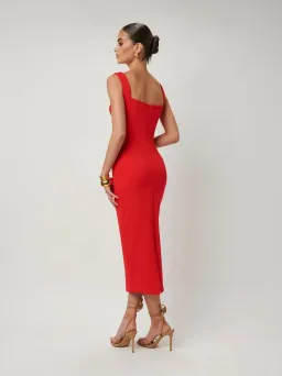 Effie Kats Marbella Midi Dress in Cherry Red Size 8 for rent on The Volte - image 3