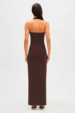 Misha Amora Crepe Maxi Dress Brown Size 10/M for rent on The Volte - image 3