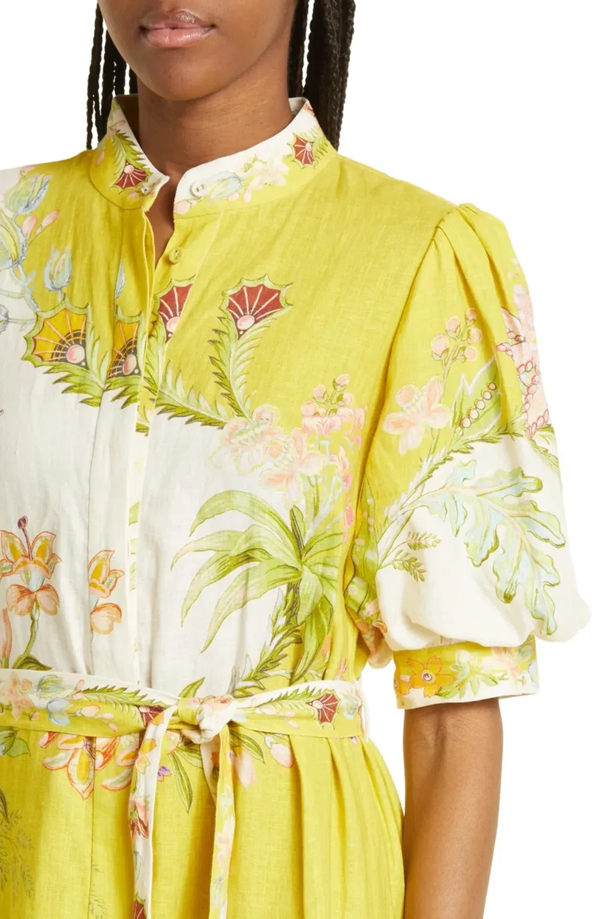 Alemais Ira Tiered Midi Dress Lemon/Cream Size AU 10 - Image 14