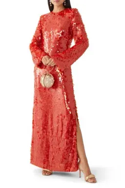Alemais Geanie Long Sleeve Sequin Gown Red Size 8 AU for rent on The Volte - image 1