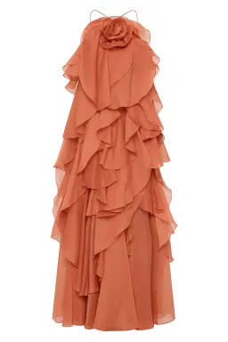 Aje Pandorea Layered Maxi Dress Coral Clay Size 10 for rent on The Volte - image 4