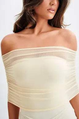 Meshki Caspian Slinky And Mesh Off Shoulder Maxi Dress Ivory Size L / AU 12 for rent on The Volte - image 2