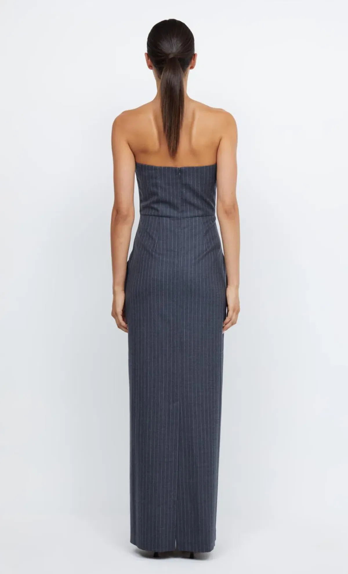 Bec & Bridge Pine Strapless Maxi Dress in Charcoal Pinstripe Size 8 - Image 6