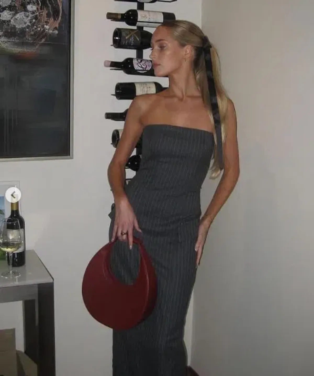 Bec & Bridge Pine Strapless Maxi Dress in Charcoal Pinstripe Size 8 - Image 7