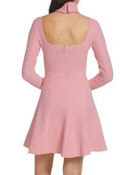 Emilia Wickstead Peony Pink Stella Dress, Size AU 16, Cutout Back Long Sleeve Turtleneck  for rent on The Volte - image 4
