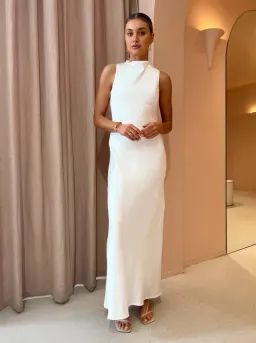 Third Form Satin Bias Cowl Back Maxi Dress White Size 8 for rent on The Volte - image 4