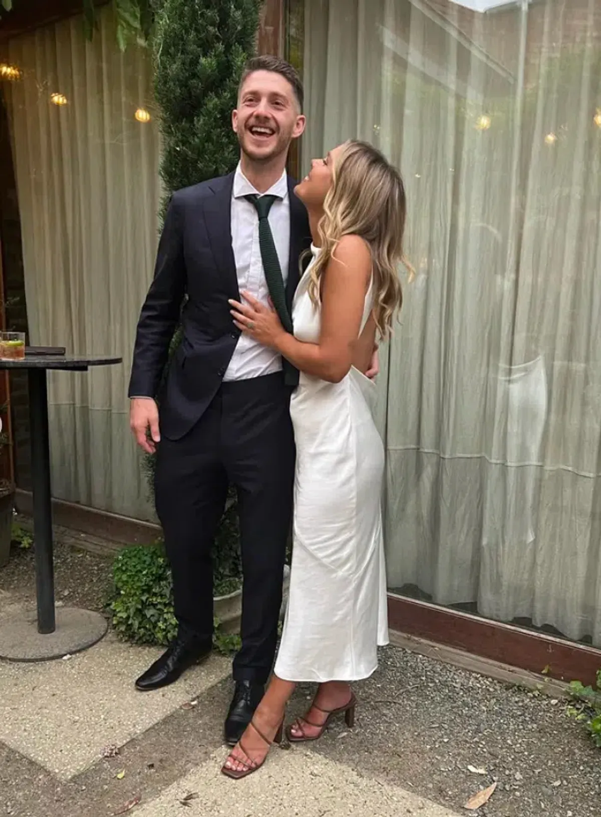 Third Form Satin Bias Cowl Back Maxi Dress White Size 8 - Image 5