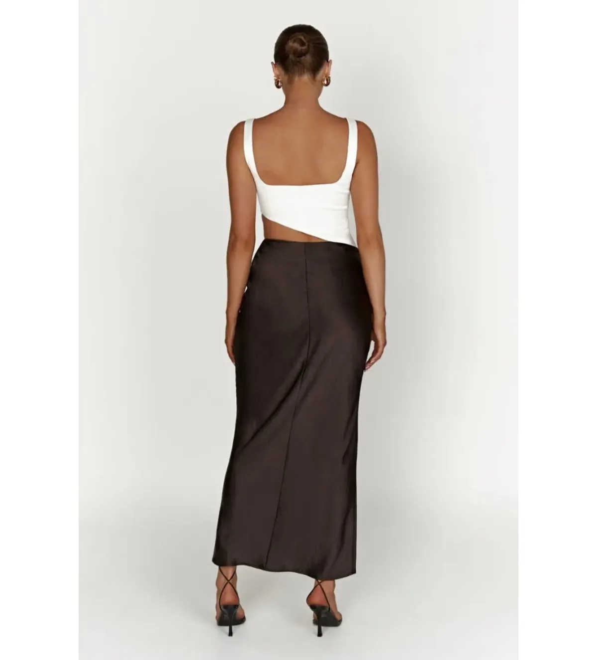 Meshki Asymmetric Cut  Maxi Dress Black and White Size XS/Au 6  - Image 3