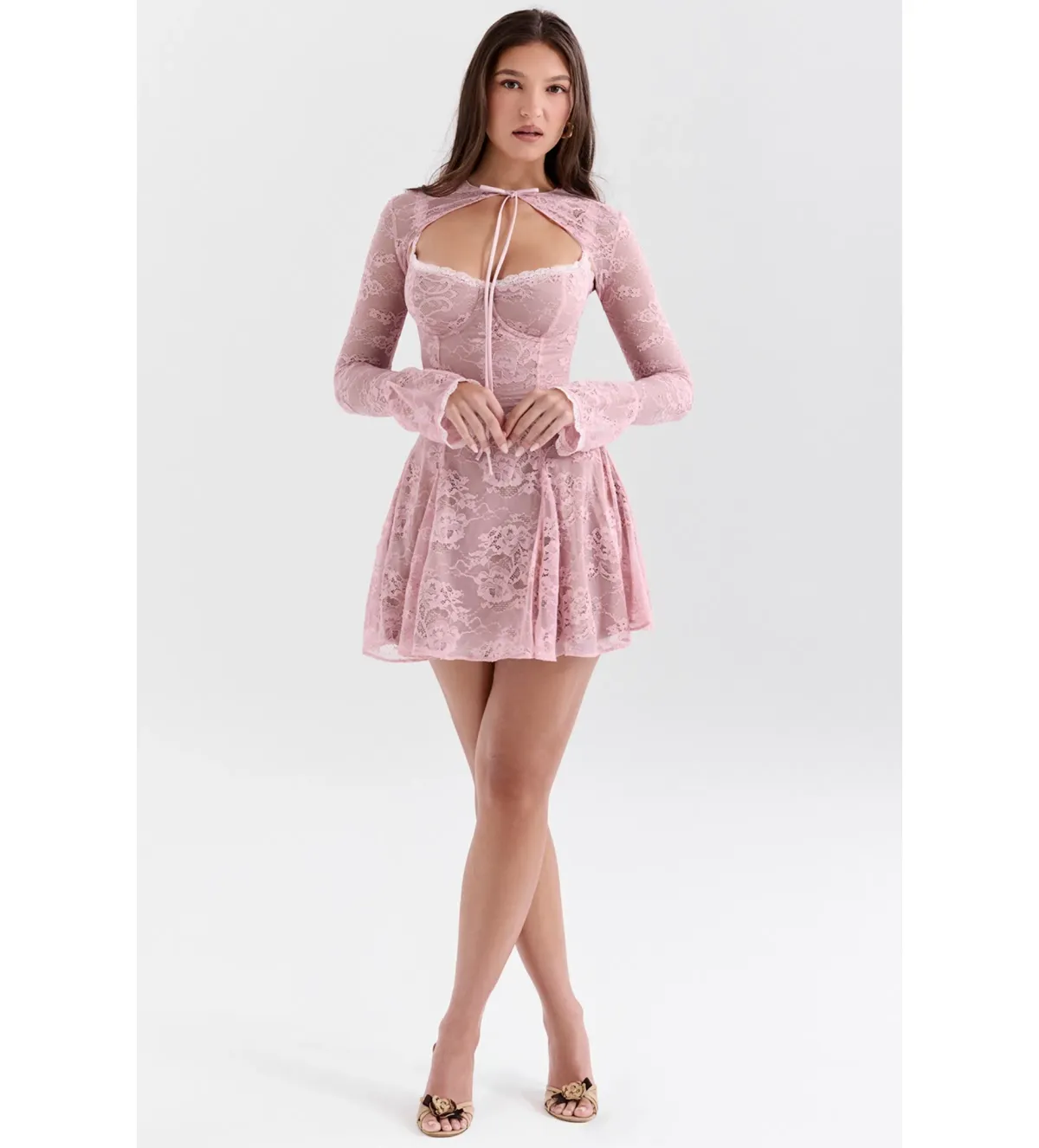 House Of Cb Alice Lace Mini Dress Pink Size 6  - Image 1