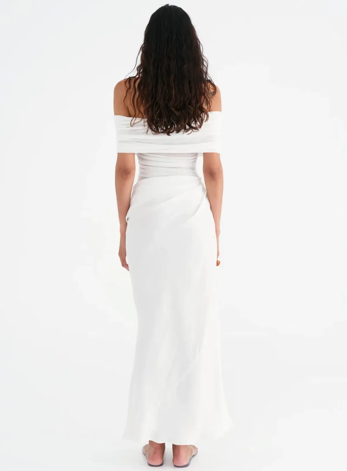 BENNI Nico Off Shoulder Maxi Dress Whie Size 8  - Image 2