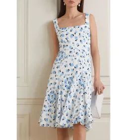 Emilia Wickstead Dena Floral Print Dress Swiss-dot Light Blue  Size AU 12 for rent on The Volte - image 1