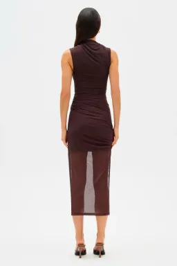 Misha Tillie Mesh Midi Dress Brown Size 8/S for rent on The Volte - image 4