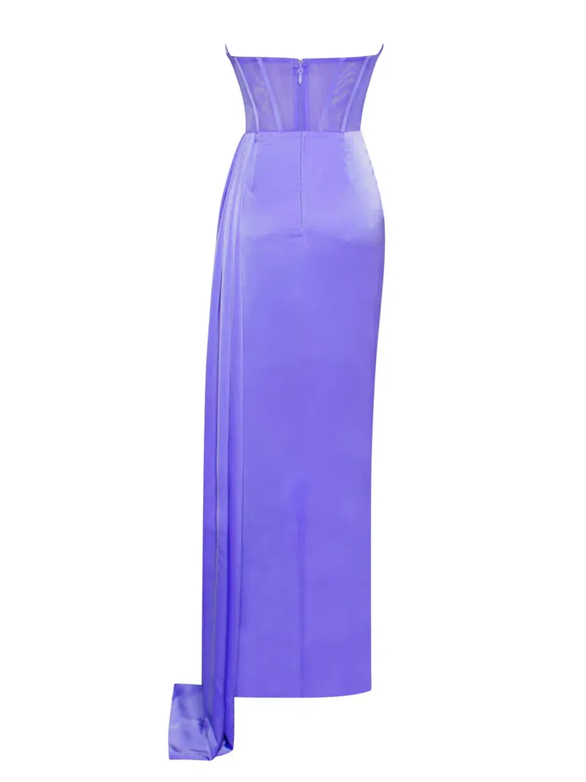 Miss Circle Prisa Very Peri High Slit Satin Corset Gown Purple Size 8/S - Image 2