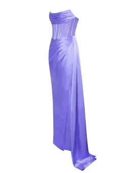 Miss Circle Prisa Very Peri High Slit Satin Corset Gown Purple Size 8/S for rent on The Volte - image 1