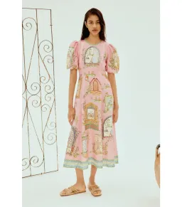 Alemais Monte Midi Dress Pink Size 16  for rent on The Volte - image 1