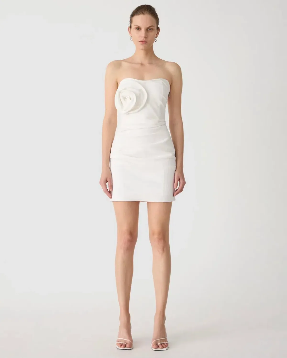 Misha Mercedes Rosette Cotton Sateen Mini Dress White Size S/Au 8 - Image 1