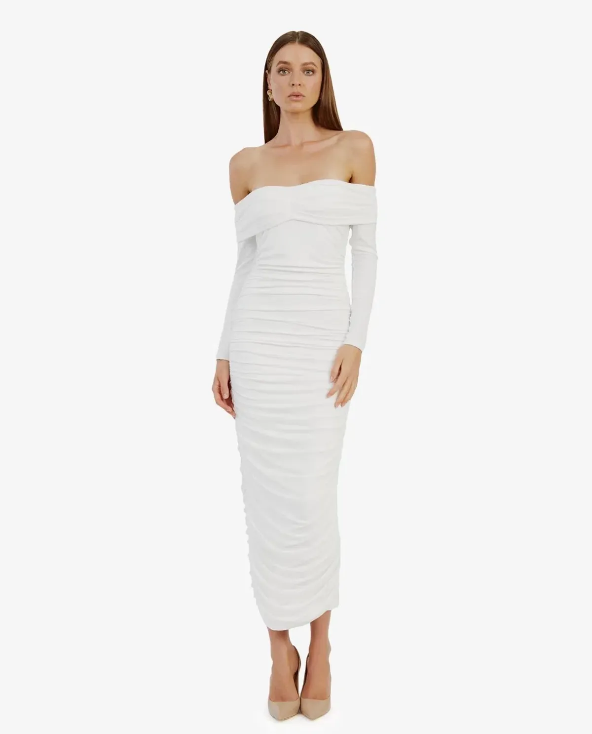 Bardot Arkie Knit Maxi Dress Ivory Size AU 8 - Image 2