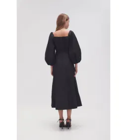 Aje Hester Corsetted Midi Dress Black Size AU 14 for rent on The Volte - image 4