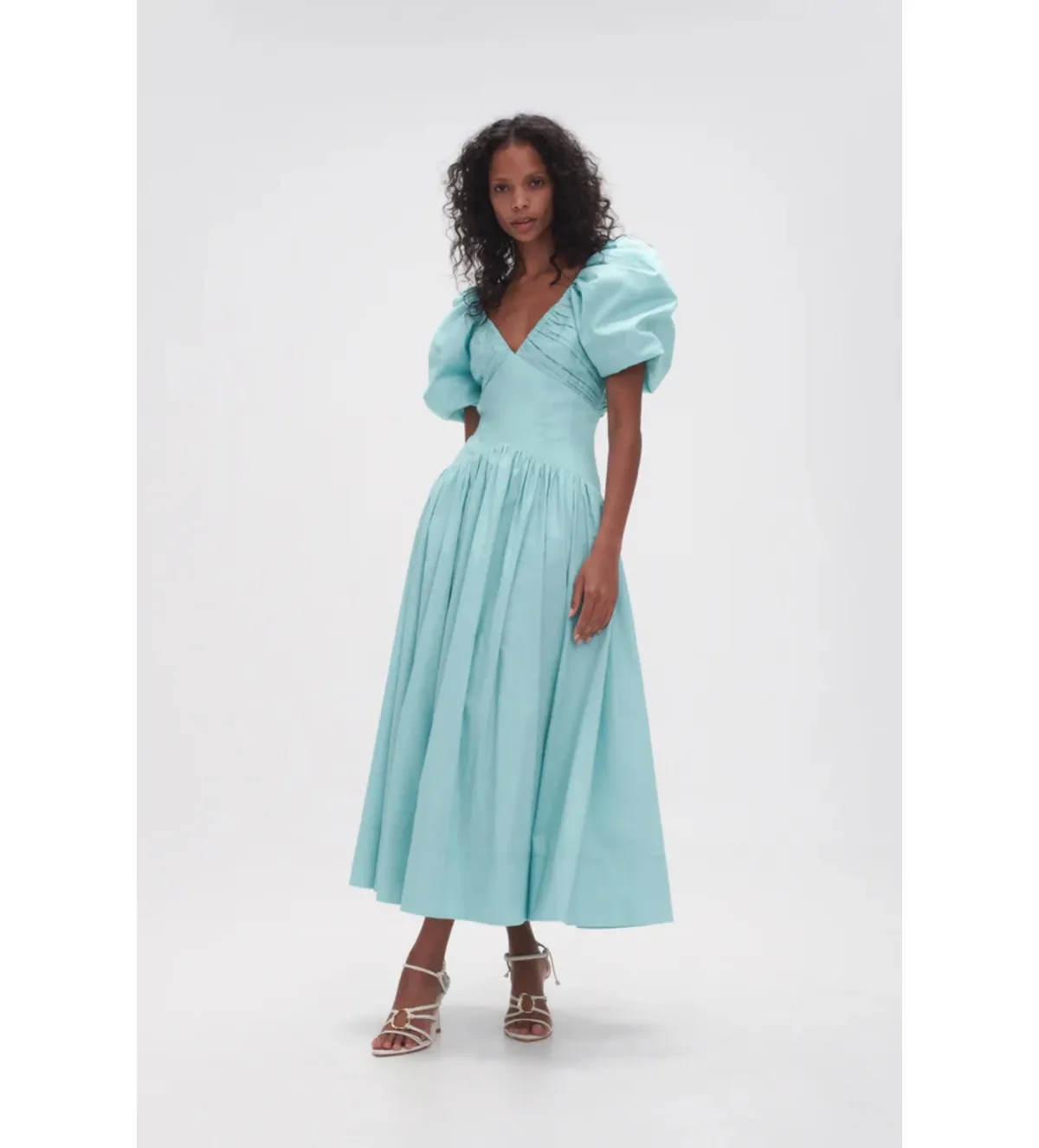 Aje Gabrielle Plunge Midi Dress Spearmint Blue Size AU 14 - Image 1