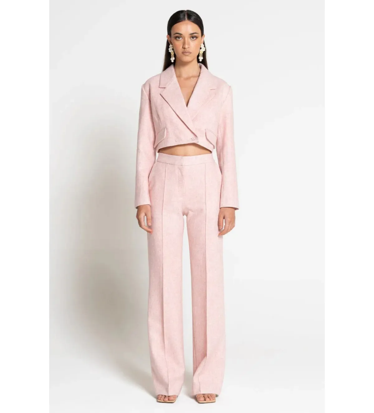 Sofia The Label Farrah Straight Leg Pants and Cropped Blazer Pink Set Size AU 14 - Image 1