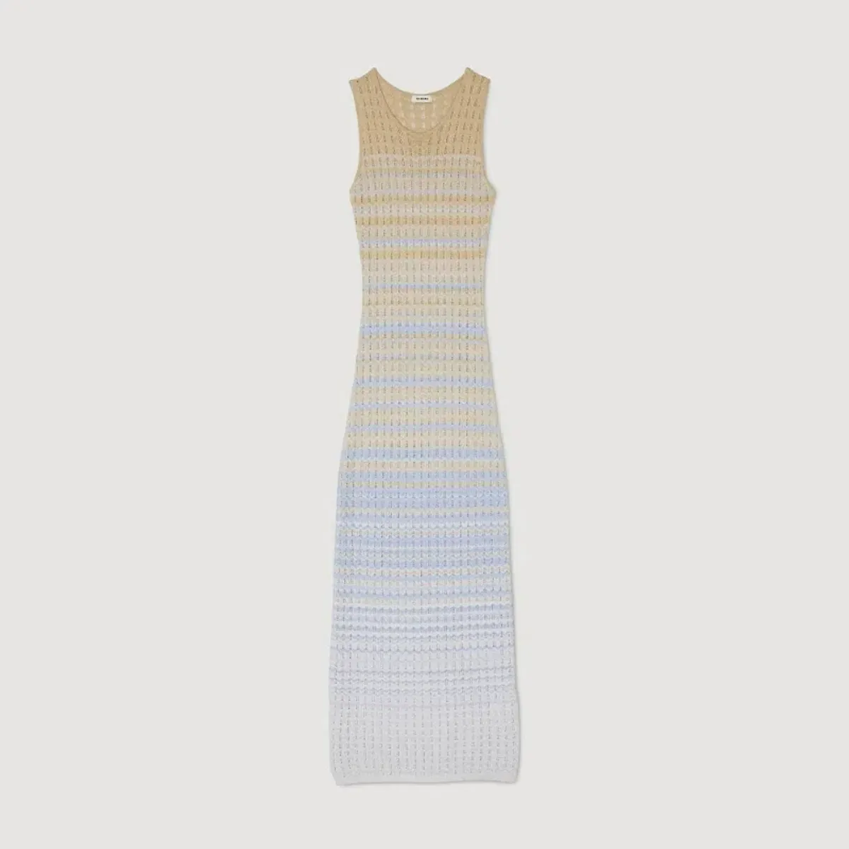 Sandro Pointelle Knit Dress in Blue Ombre Size AU 8 - Image 6