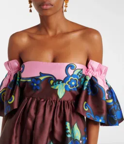 Alémais Azalea Off-shoulder Satin Midi Dress Floral Size AU 16 for rent on The Volte - image 3