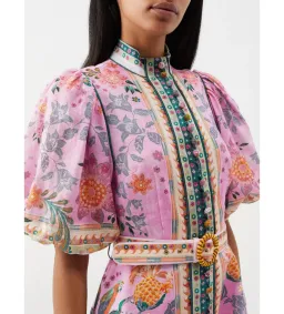 Zimmermann Ginger Buttoned Mini Dress Pink Multi Size 4 /  AU 16 for rent on The Volte - image 2