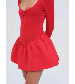 For Love and Lemons Pointelle Mini Dress Red Size S / AU 8  for rent on The Volte - image 2