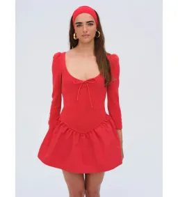For Love and Lemons Pointelle Mini Dress Red Size S / AU 8  for rent on The Volte - image 3