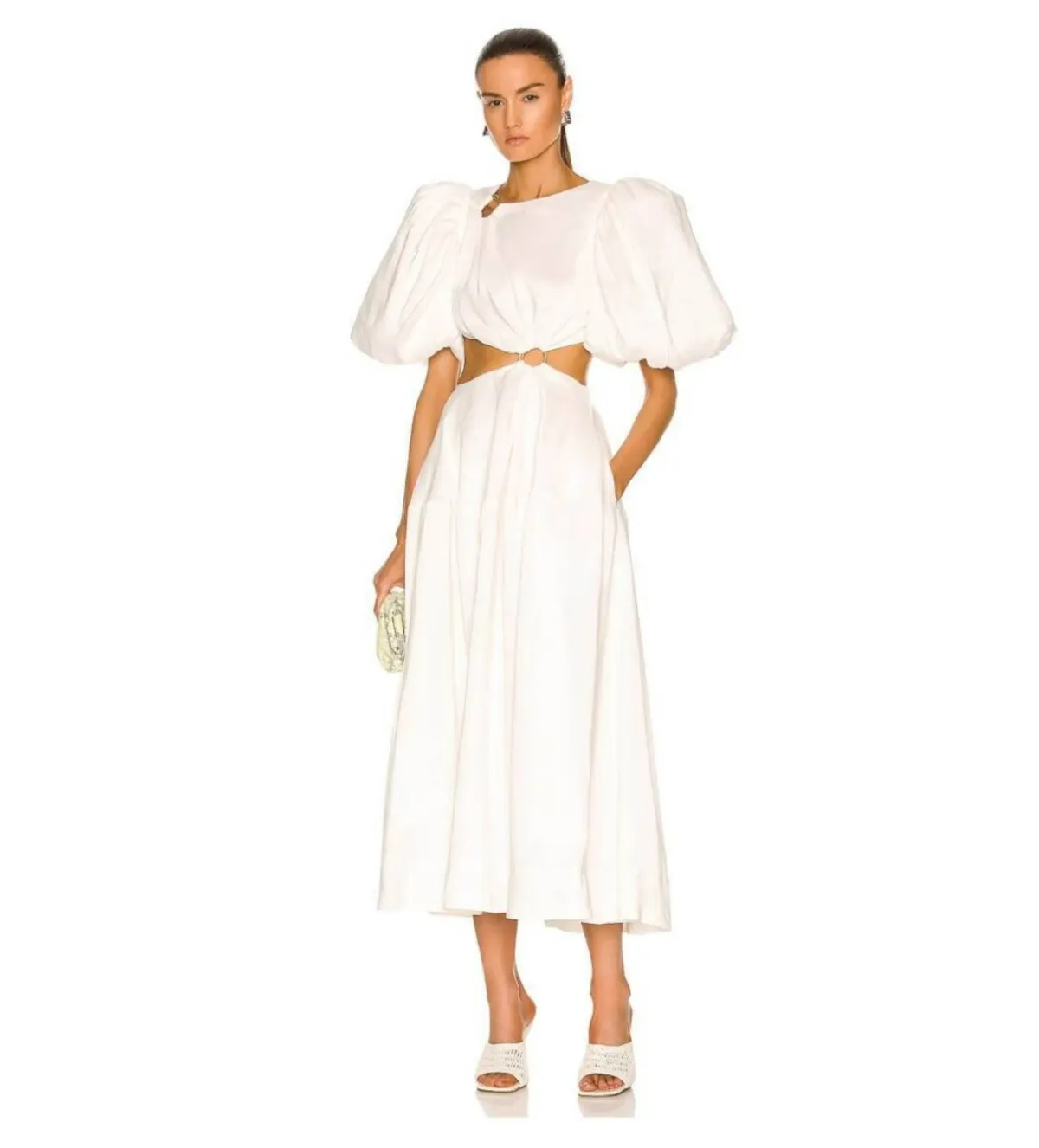 Aje Vanades Cut Out Ring Midi Dress in Ivory Size AU 6 - Image 1