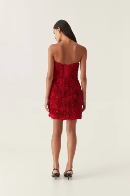 Aje Gazer Rosette Mini Dress Scarlet Red Size 8 for rent on The Volte - image 3