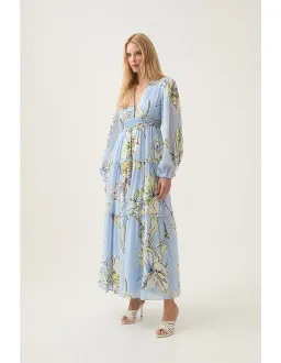 Aje Romantica Voile Maxi Dress Blue Hibiscus Size S / AU 8 for rent on The Volte - image 5